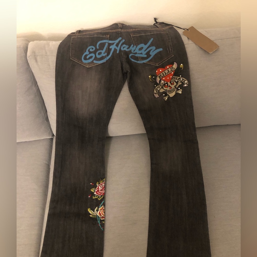 Ed hardy, black, bootcut jeans